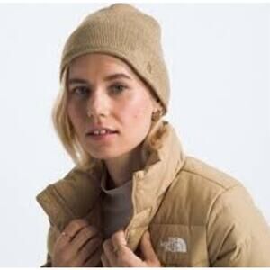 The North Face Men Jim Beanie Hat Interior Fleece Earband Almond Butter Heather